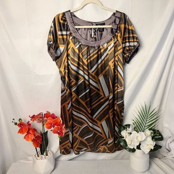 Bcbg Maxazria Multicolored Brown Dress Size: XL - Picture 1 of 6